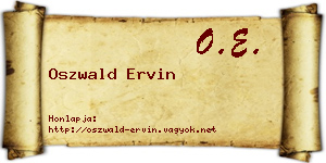 Oszwald Ervin névjegykártya